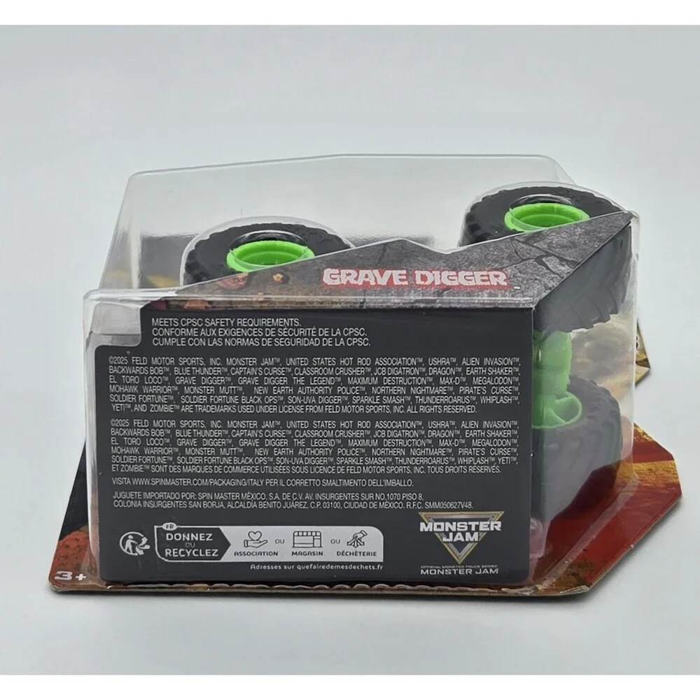 Spin Master Monster Jam‎ Grave Digger 2025 Series 1 Silver 1:64 Diecast Truck